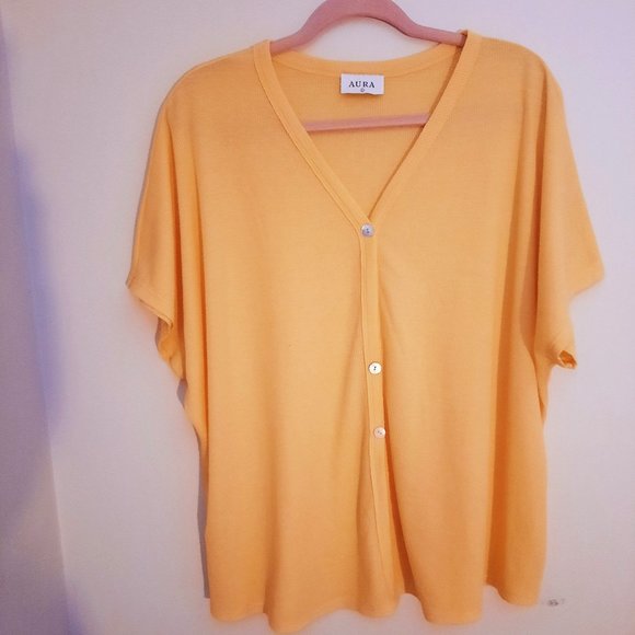 Aura Yellow Button Front Blouse - Picture 1 of 4